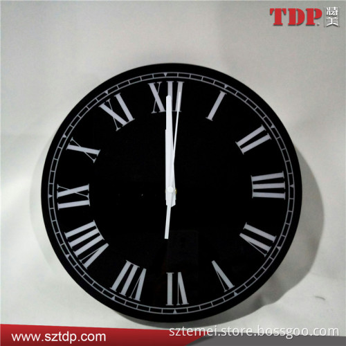 Shenzhen Factory Luminous Black Round Plexiglass Wall Clock